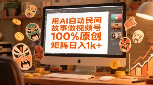 用AI自动民间故事做视频号，100%原创，矩阵日入1k+ - 网创副业项目网-网创副业项目网