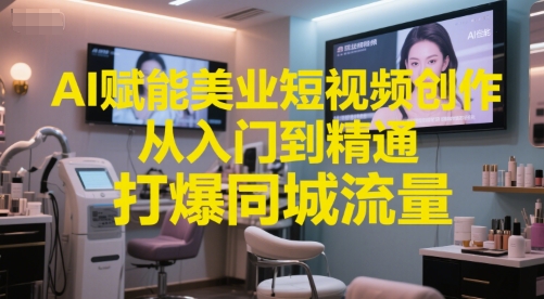 AI赋能美业短视频创作，从入门到精通，打爆同城流量，超级AI工具短视频实操落地 - 网创副业项目网-网创副业项目网