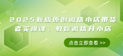 2025新版原创微信小店带货者实操课，教你微信开小店 - 网创副业项目网-网创副业项目网