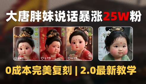 AI大唐胖贵妃说话2.0，40条视频暴涨40w粉，附独家变现攻略 - 网创副业项目网-网创副业项目网