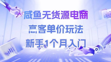 咸鱼无货源电商，高客单价玩法，新手1个月入门 - 网创副业项目网-网创副业项目网