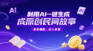 利用AI一键生成原创民间故事，无限制生成，条条爆款，日入多张 - 网创副业项目网-网创副业项目网