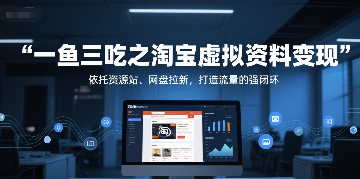 一鱼三吃之淘宝虚拟资料变现，依托资源站、网盘拉新，打造流量的强闭环 - 网创副业项目网-网创副业项目网