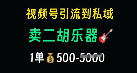 视频号引流到私域卖二胡乐器，1单利润5张，长期稳定项目 - 网创副业项目网-网创副业项目网
