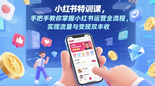 小红书特训课，手把手教你掌握小红书运营全流程，实现流量与变现双丰收 - 网创副业项目网-网创副业项目网
