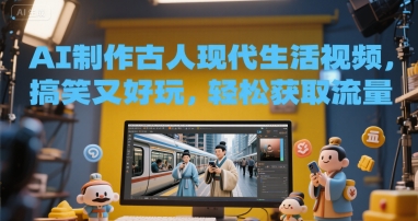 AI制作古人现代生活视频，搞笑又好玩，轻松获取流量 - 网创副业项目网-网创副业项目网