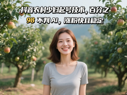抖音农村少妇起号技术，百分之98不判AI，涨粉快且稳定 - 网创副业项目网-网创副业项目网