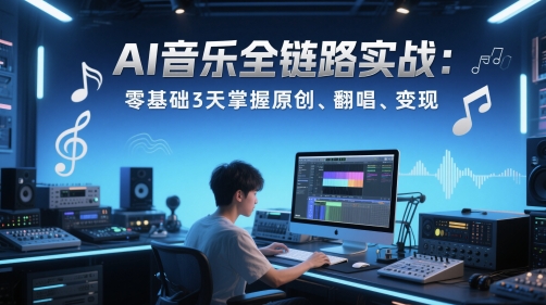 AI音乐全链路实战变现课：零基础3天掌握原创、翻唱、变现 - 网创副业项目网-网创副业项目网