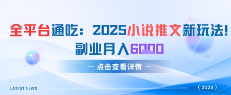全平台通吃：2025小说推文新玩法，副业月入6k - 网创副业项目网-网创副业项目网