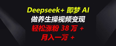 Deepseek+即梦AI，做养生操视频变现，轻松涨粉38W+，月入一W+ - 网创副业项目网-网创副业项目网