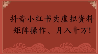 抖音小红书卖虚拟教辅、公务员资料，矩阵操作，月入1W+ - 网创副业项目网-网创副业项目网