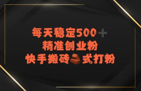 快手搬砖式打粉，每天稳定500+精准创业粉 - 网创副业项目网-网创副业项目网