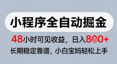 微信小程序全自动掘金，快速见收益，长期稳定靠谱，零基础友好，日入8张【揭秘】 - 网创副业项目网-网创副业项目网