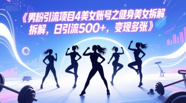 男粉引流项目4美女账号之健身美女拆解，日引流500+，变现多张 - 网创副业项目网-网创副业项目网