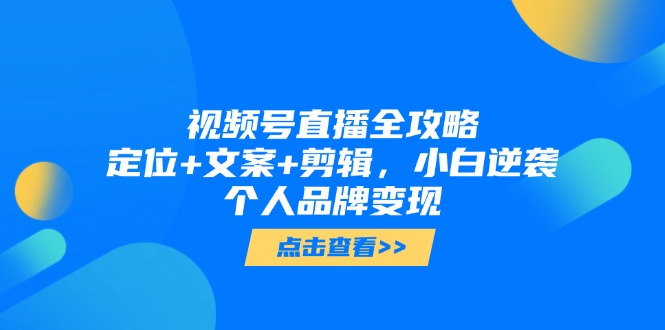 （14819期）视频号直播全攻略，定位+文案+剪辑，小白逆袭个人品牌变现 - 网创副业项目网-网创副业项目网