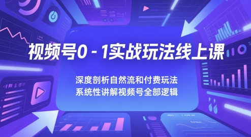 视频号0-1实战玩法线上课，深度剖析自然流和付费玩法，统性讲解视频号全部逻辑 - 网创副业项目网-网创副业项目网