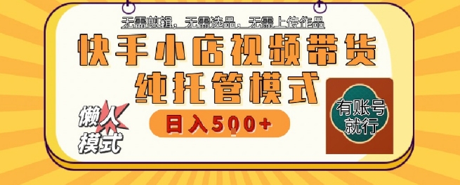快手小店托管代运营，无需剪辑，无需选品，无需上传作品，全程无需操作，轻松月入5k+【揭秘】 - 网创副业项目网-网创副业项目网