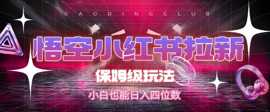 悟空小红书拉新，保姆级玩法，小白也能日入四位数 - 网创副业项目网-网创副业项目网