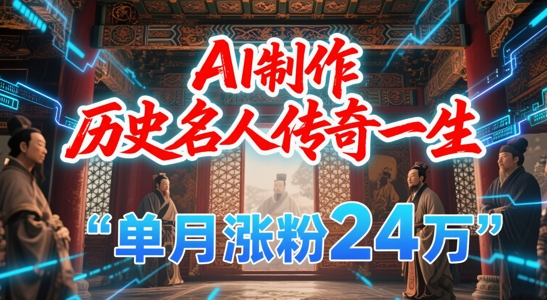 暴力起号！用AI制作历史名人传奇一生，单月涨粉24W，涨粉+变现赛道黑马来了 - 网创副业项目网-网创副业项目网