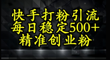 快手精准式打粉引流，每日稳定500+精准创业粉 - 网创副业项目网-网创副业项目网