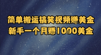 简单搬运搞笑视频挣美金，新手一个月入1k美金 - 网创副业项目网-网创副业项目网