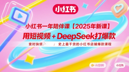小红书一年陪伴课【2025年新课】，用短视频+deepSeek打爆款，史上最干货的小红书店铺爆款课程 - 网创副业项目网-网创副业项目网
