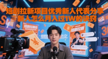 短剧拉新项目优秀新人代表分享新人怎么月入过1W的诀窍 - 网创副业项目网-网创副业项目网