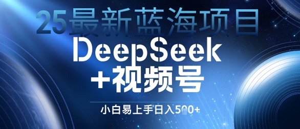 25最新蓝海项目DeepSeek+视频号，小白易上手日入几张 - 网创副业项目网-网创副业项目网
