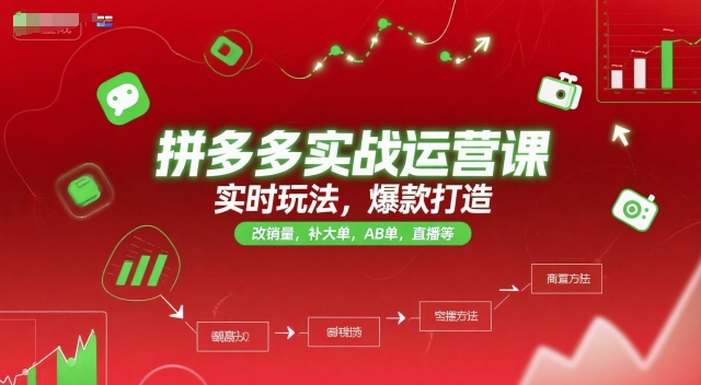 拼多多实战运营课，实时玩法，爆款打造，改销量，补大单，AB单，直播等（更新2025月） - 网创副业项目网-网创副业项目网