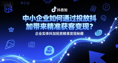 中小企业如何通过投放抖加带来精准获客变现？企业实体抖加投放精准变现秘籍 - 网创副业项目网-网创副业项目网