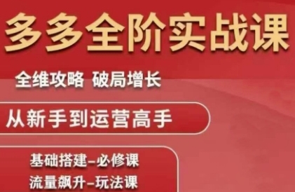 拼多多全阶实战课程，全维攻略，破局增长，从新手到运营高手 - 网创副业项目网-网创副业项目网