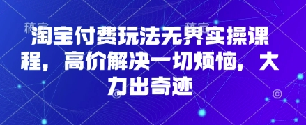 淘宝付费玩法无界实操课程，高价解决一切烦恼，大力出奇迹 - 网创副业项目网-网创副业项目网