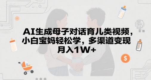 AI生成母子对话育儿类视频，小白宝妈轻松学，多渠道变现，月入1W+ - 网创副业项目网-网创副业项目网