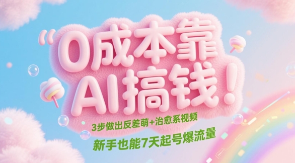 0成本靠AI搞钱！3步做出反差萌+治愈系视频，新手也能7天起号爆流量 - 网创副业项目网-网创副业项目网
