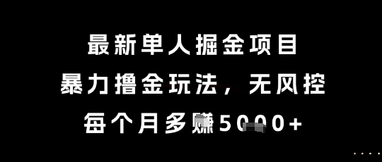 最新单人掘金项目，暴力撸金玩法，无风控，每个月多挣5k+【揭秘】 - 网创副业项目网-网创副业项目网