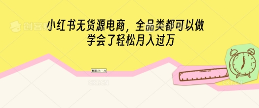 小红书无货源电商，全品类都可以做，学会了轻松月入过W - 网创副业项目网-网创副业项目网