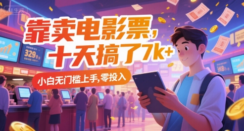 靠卖电影票，十天搞了7k+，小白无门槛上手，零投入【揭秘】 - 网创副业项目网-网创副业项目网