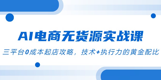 （14982期）AI电商无货源实战课，三平台0成本起店攻略，技术+执行力的黄金配比 - 网创副业项目网-网创副业项目网