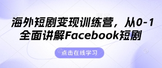 海外短剧变现训练营，从0-1全面讲解Facebook短剧 - 网创副业项目网-网创副业项目网