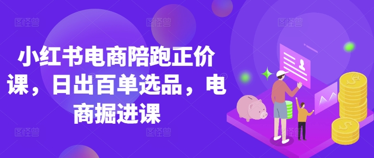 小红书电商陪跑正价课，小红书官方认证电商讲师教学，日出百单选品，电商掘进课 - 网创副业项目网-网创副业项目网