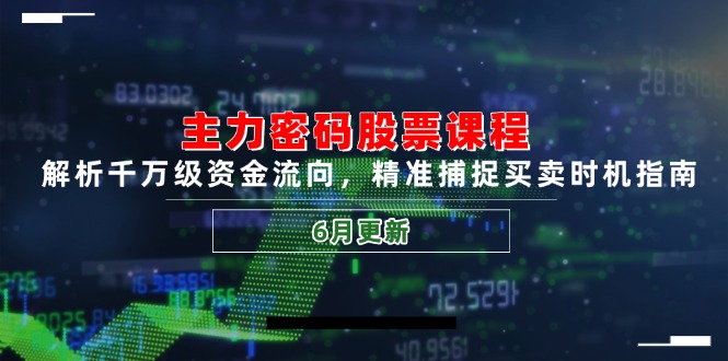 （14976期）主力密码股票课程，解析千万级资金流向，精准捕捉买卖时机指南（6月更新） - 网创副业项目网-网创副业项目网