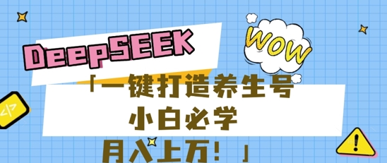 25年最新风口，用DeepSeek做养生号，小白必学，日入数张，一条作品涨粉1W+ - 网创副业项目网-网创副业项目网