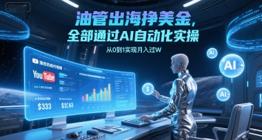 油管出海挣美金，全部通过AI自动化实操，从0到1实现月入过W - 网创副业项目网-网创副业项目网