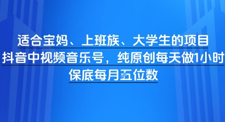 适合宝妈、上班族、大学生的项目，短视频视频音乐号，纯原创每天做1小时，月入1W - 网创副业项目网-网创副业项目网