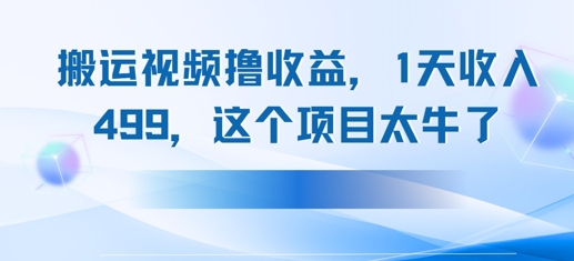 搬运抖音中视频撸收益，1天收入多张，这个项目太牛了 - 网创副业项目网-网创副业项目网