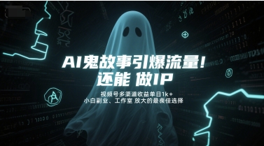 AI鬼故事引爆流量，还能做IP，视频号多渠道收益单日1k+，小白副业、工作室放大的最佳选择 - 网创副业项目网-网创副业项目网