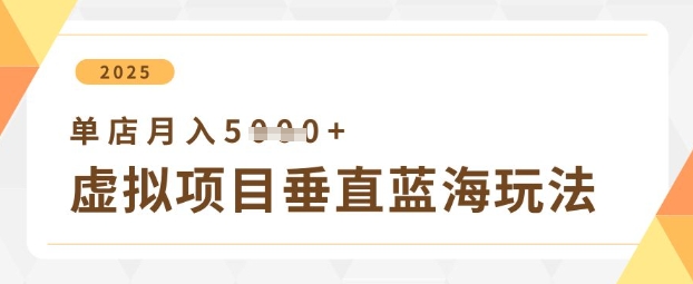 虚拟项目垂直玩法，实现单店月入5k+ - 网创副业项目网-网创副业项目网