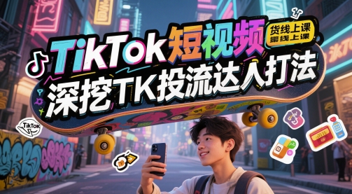 TikTok短视频带货线上课，深挖TK投流达人打法 - 网创副业项目网-网创副业项目网