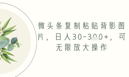 微头条复制粘贴背影图片，日入30-3张+，可无限放大操作 - 网创副业项目网-网创副业项目网