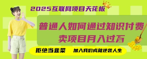 2025互联网项目天花板，普通人如何通过知识付费卖项目月入过W，拒绝当韭菜【揭秘】 - 网创副业项目网-网创副业项目网